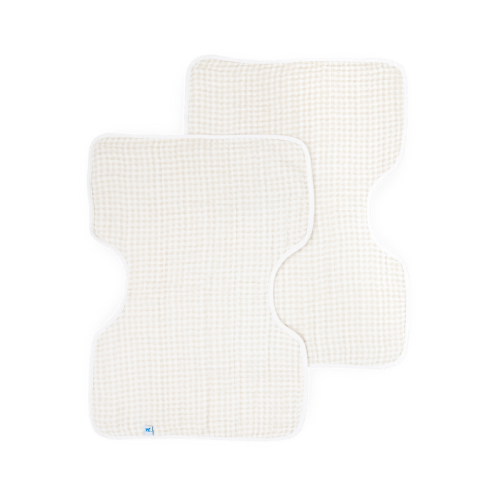 Cotton Muslin Burp Cloth 2 Pack - Tan Gingham