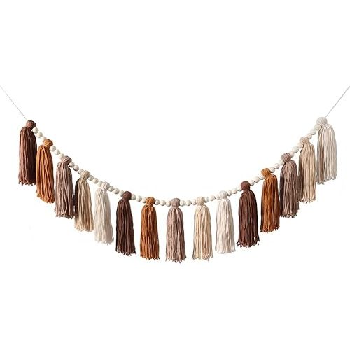 DrCor Boho Tassel Garland Western Wall Decor Terracotta Rainbow Nursery Decor for Classroom, Kids Bedroom, Baby Shower Boho Chic Party Birthday Dorm Office Calming Accents