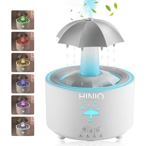 Umbrella Aromatherapy Humidifier, Rotating Umbrella Aromatherapy Diffuser, 7 Color LED Night Light with Remote Control and Timer, Great for Sleep, Home, Bedroom, Study Room