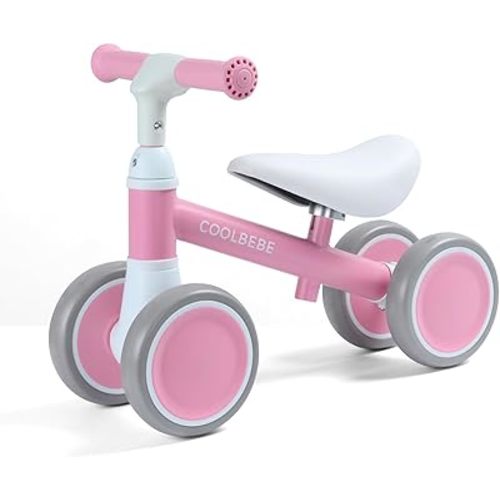 COOLBEBE Baby Balance Bike for 1 Year Old Boys Girls Gift, 2 Year Old Toddler Balance Bike with 4 Silent Wheels, One Year Old Birthday Gift Children for 12M-36M Pre-School