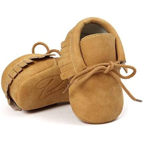 CENCIRILY Infant Baby Fringe Moccasin Slipper Boys Girls Tassel Suede Leather Toddler Sneakers Soft Sole First Walking Loafers Crib Shoes