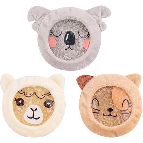 Hilph Kids Ice Packs for Boo Boos, Reusable Toddler Cold Packs with Sleeves for Kids Injuries, Cute Animal Ice Packs Hot Cold Therapy for Kid Bump, Bruise, First Aid (3 Packs)