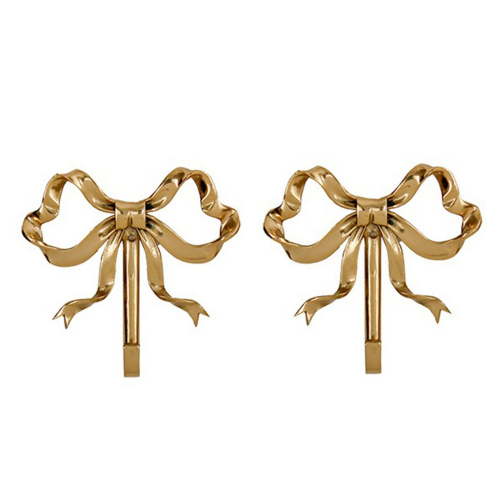 2PCS Decorative Bow Hanger Towel Hook Bow Shaped Hat Hooks Brass Bow Shaped Hat Hooks Hanging Towel Hook,Small