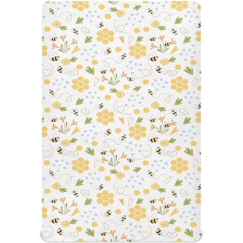 Bee Honey Fitted Crib Sheet for Boys Girls Baby Crib Sheet Crib Mattress Sheet Crib Mattress Sheet for Toddler Bed Mattress,52 X 28 in