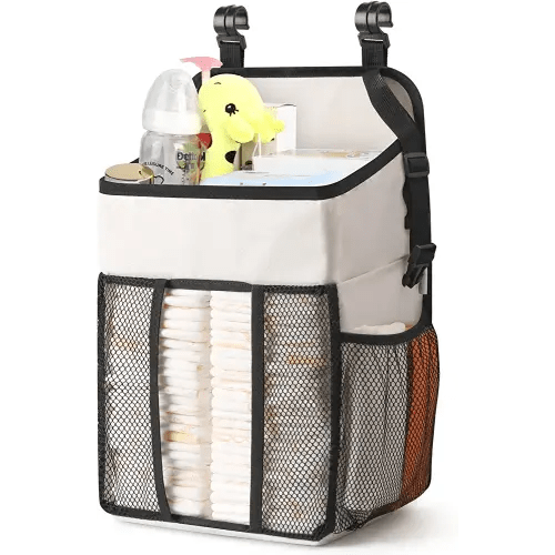 Maliton Diaper Caddy - Hanging Diaper Organizer for Changing Table, Crib, Pack n’ Play - Diaper Holder Diaper Stacker Holds 52+ Diapers - Nursery Organizer & Baby Shower Gifts for Newborn - Beige
