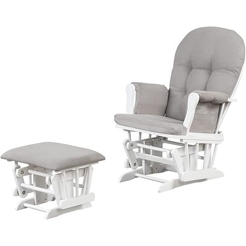 Angel Line Grayson Glider and Ottoman, White w/Gray Cushion