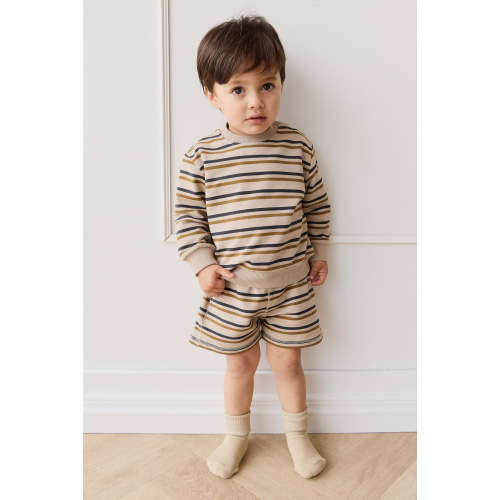Organic Cotton Jalen Oversized Jumper - Raynor Stripe Pale Khaki – Jamie Kay USA