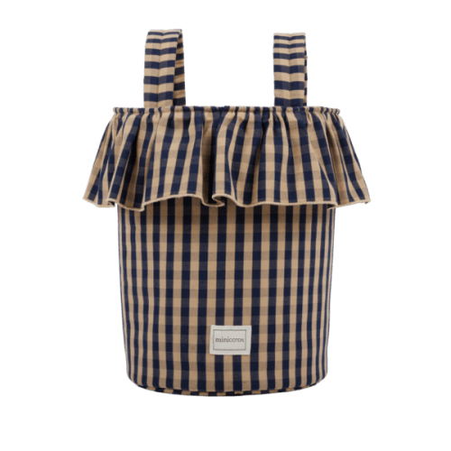 Basket Vichy - Navy + Caramel - Minicoton Stroller Bag