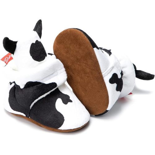 Newborn Baby Boy Girl Soft Fleece Booties Stay On Infant Slippers Socks Shoe Non Skid Gripper Toddler First Walkers Winter Ankle Crib Shoes