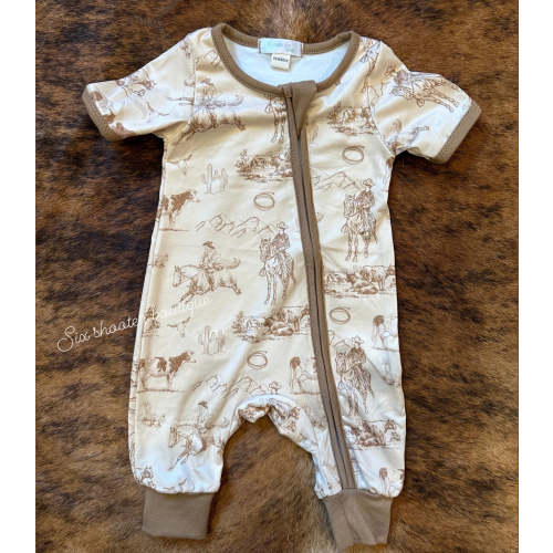 Wild West short sleeve baby sleeper