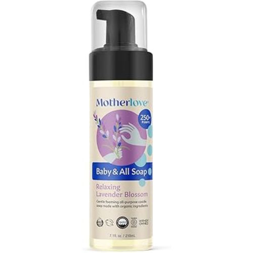 Motherlove Baby & All Soap (7.1 oz) Gentle Foaming All-Purpose Castile Soap Made with Organic Ingredients – Relaxing Lavendar Blossom