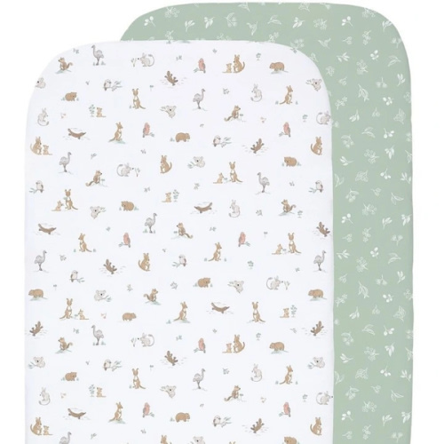 Organic Bedside Sleeper Fitted Sheet 2 Pack in Green