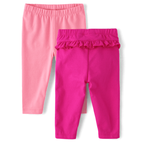 Baby Girls Ruffle Leggings 2-Pack - Pink