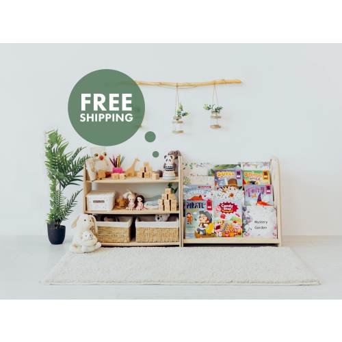 Montessori shelf, Kids bookshelf, Kids furniture gift for toddlers Nursery furniture Montessori furniture Wooden floor montessori play shelf