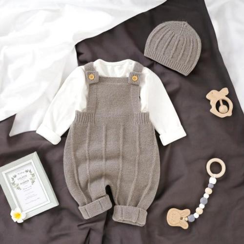 Knitted Baby Romper – Sleeveless Infant Jumpsuit | Soft Newborn Overalls, Neutral Baby Outfit, Toddler Clothes, Cozy Knit Baby Wear