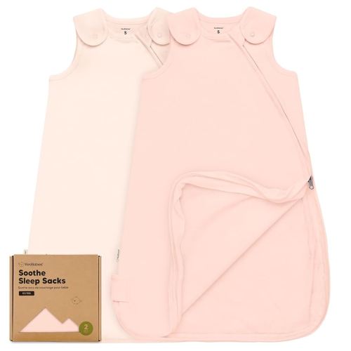 2-Pack Organic Baby Sleep Sacks, 100% Cotton - Soft & Breathable 0.5TOG Baby Wearable Blanket, Toddler Sleeping Sack 0-6 months, Easy to Wear Transitional Swaddles for Newborns, Infants(Mist Rose, S)