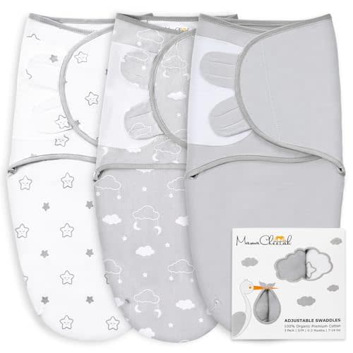 Mama Cheetah Preemie Swaddle Sack, Organic Swaddle Sleep Sacks for Preemies, Preemie Swaddle Blanket Wrap, Easy Swaddles for Premature Baby Boy Girl 4-7 lbs, Newborn Essentials, 3-Pack