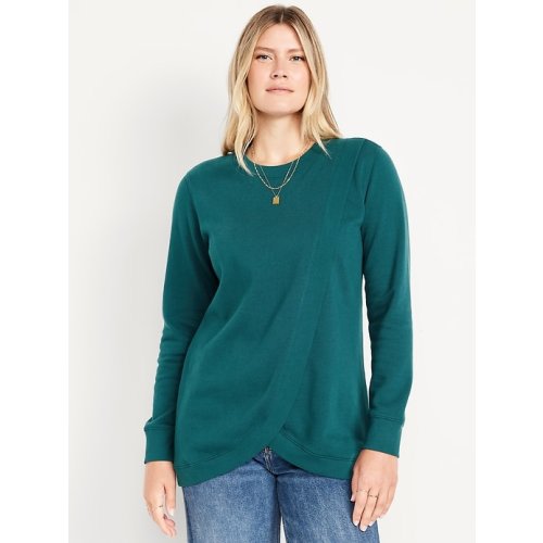 Maternity SoComfy Crossover Nursing Tunic Sweatshirt | Jet Stream, Medium