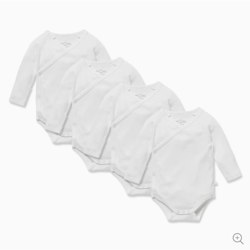 Long Sleeve Kimono Bodysuit 4 Pack White / Newborn