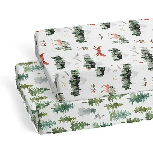 Baby Changing Pad Cover 2-Pack (Woodland Forest Animals) - Premium Fitted Sheets Changing Table Cover - Buttery Soft Cotton Blend - Diaper Changing Pad Cover - Changing Pad Sheets