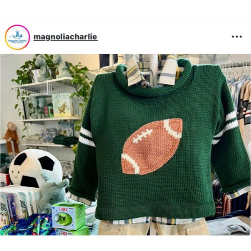 Football Sweater - Magnolia Charlie on Balboa Island