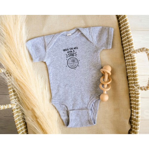 When You Wish Upon a Star Onesie, Funny Nerdy Baby Onesie, Onesie Gift for Movie Lovers, Geeky Baby Shower Present