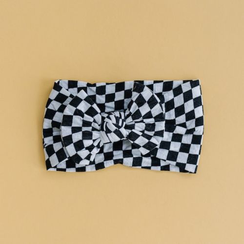 Black and White Checkered Nylon Bow Baby Headband - Etsy