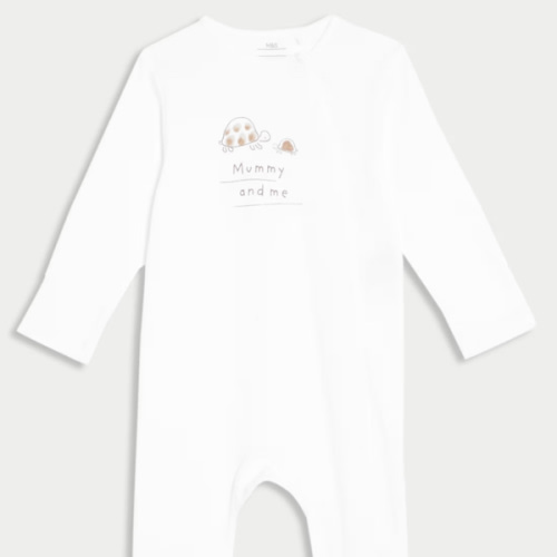 M&S | Pure Cotton 'Mummy And Me' Footless Sleepsuit