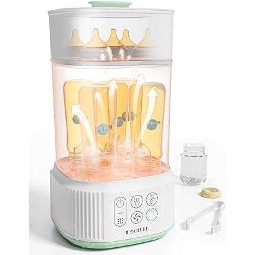 Bottle Sterilizer and Dryer | Esterilizador de Biberones, HAUTURE Baby Bottle Sanitizer and Dryer, Faster Drying Compact Electric Steam Sterilizer for Baby Bottles, Pacifiers, Breast Pump Accessories