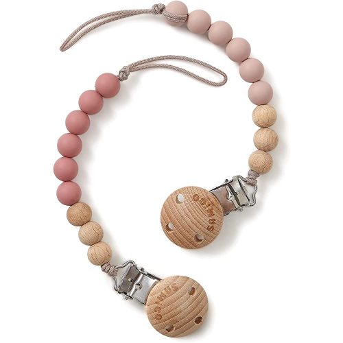 SAMiGO Pacifier Clips for Baby Girls Pacifier Holders Silicone Paci Binky Clips - 2 Pack