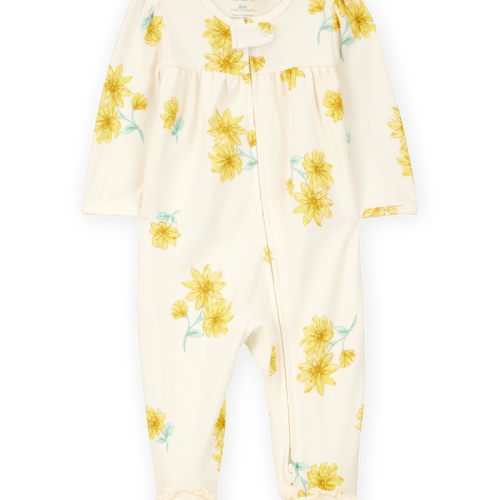 Cream Baby Girl Floral Print 2-Way Zip Cotton Sleeper Pyjamas - Cream | Carter’s Oshkosh Canada