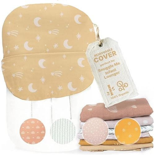Snuggle Me Lounger Cover | Infant Lounger Cover for Snuggle Me Organic Lounger | 100% Organic Muslin Cotton and Rayon Fabric Blend | Replacement Slipcover