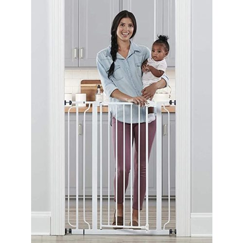 Regalo Easy Step 36" Extra Tall Walk Thru Baby Gate, Includes 4-Inch Extension Kit, 4 Pack of Pressure Mount Kit and 4 Pack Wall Cups and Mounting Kit, Pack of 1 - White