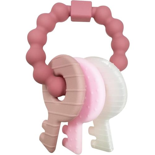 YAPROMO Teething Keys for Baby 3-18 Months, Infants/Toddlers Sensory Chew Toys, Cute Teether Keys for Baby Girl, Soft Silicone Teether Toys BPA Free