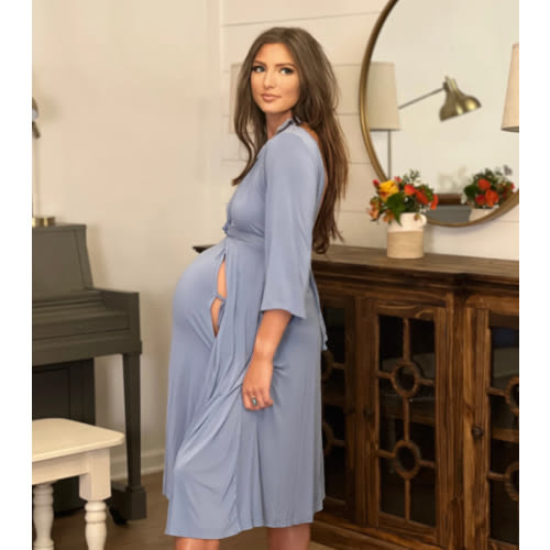 Lila Labor & Postpartum Gown in Periwinkle Blue