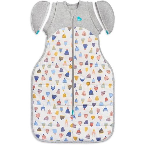 Love to Dream Swaddle UP Transition Bag Warm 2.5 TOG, White Happy Hats, Large 19-24 lbs, Patented Zip-Off Wings, Gently Help Baby Safely Transition from Being Swaddled to Arms Free Before Rolling Over