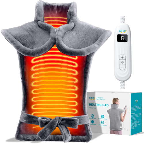 "ALLJOY Comfy 24""x33"" Weighted Heating Pad for Full Body, Fast-Heat, Auto Shut-off, Washable - XL (Grey)"