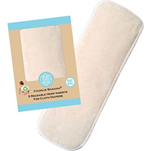 Charlie Banana Baby Super Absorbent Hemp Reusable and Washable Diaper Insert, One Size, 3-Pack, Small