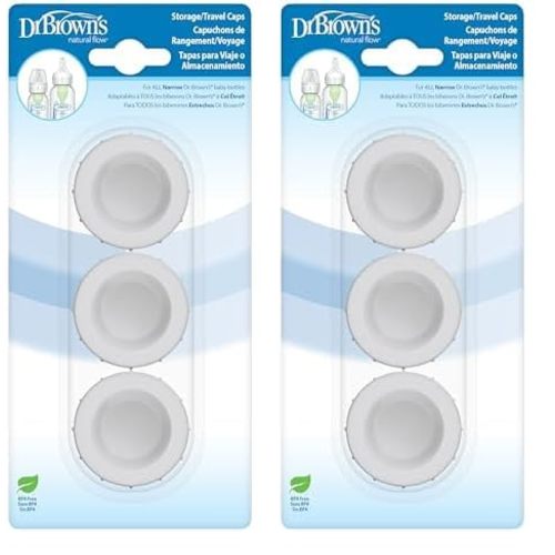 Dr. Brown's Replacement Travel Caps for Dr. Brown's Original, Options, and Options+ Baby Bottles, 3 Count (Pack of 2)