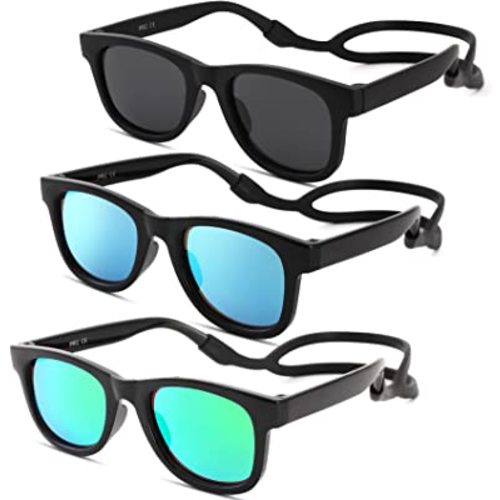 COASION Bendable Flexible Polarized Newborn Baby Sunglasses with Silicon Strap for Infant Boys Girls Age 0-12 Months CA9042