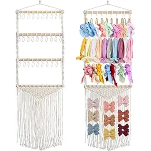 ALinmo Headband Holder Hair Bows Organizer for Girls, Baby Headbands Hair Accessories Organizer Storage Wall Hanging Decor for Toddler Girls Room - Style 01