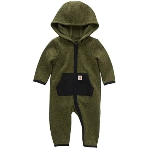 Carhartt Kid's CM5402 Long-Sleeve Zip-Front Coverall | Baby Newborn Infant Boys | 6 Months (6M) | Chive Heather