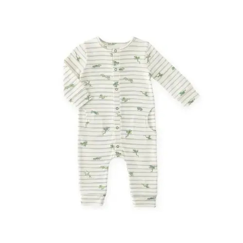 Leap Frog Placket Romper, 3-6M