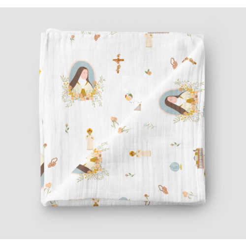 St. Therese of Lisieux Muslin Swaddle Baby Blanket