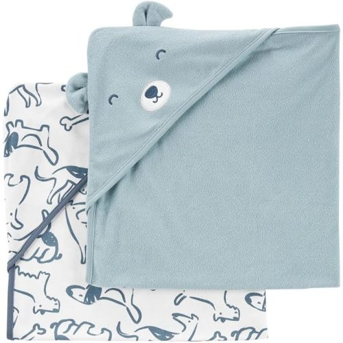 Carter's Baby Hooded Towel (2-pk Blue/White)