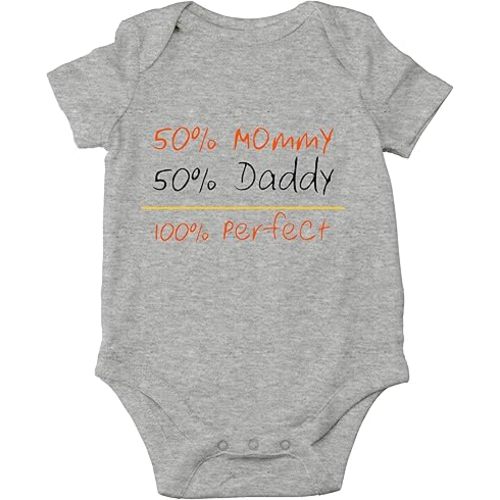 CBTwear 50% Mommy + 50% Daddy = 100% Perfect - Soon to Be Mom and Dad - Cute Infant One-Piece Baby Bodysuit