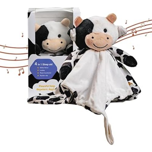 Musical Baby Lovey Cow - White Noise & Lullaby Plush - Calms Fussy Babies, Reduces Night Wakeups & Helps Toddlers Sleep Longer – Proven Sleep Aid for Parents - BPA-Free, Machine Washable, Newborn Gift