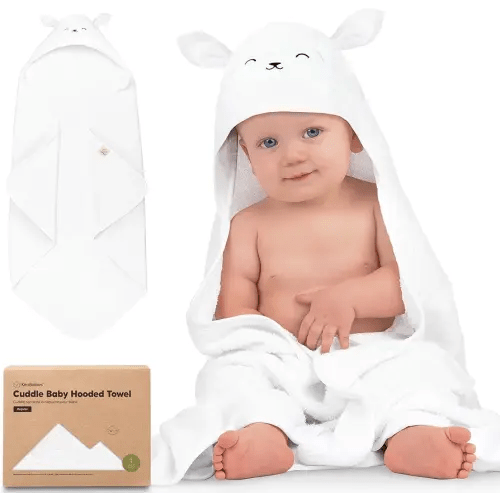 KeaBabies Hooded Baby Towel for Newborn - Viscose Derived from Bamboo Large Baby Bath Towels with Hood for Boys, Girls, Toddler, Extra Absorbent & Soft Newborn Bath Essentials (Lamb)