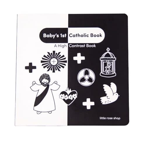 Baby's 1st Catholic Book - High Contrast Board Book with Coated Matte Cover - Promotes Visual & Cognitive Development - Perfect Catholic Gift for Newborns Baby - Black & White