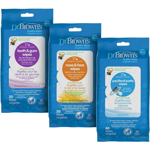 Dr. Brown's Healthy Wipes for Babies and Toddlers, 40 Count, Variety 3 Pack